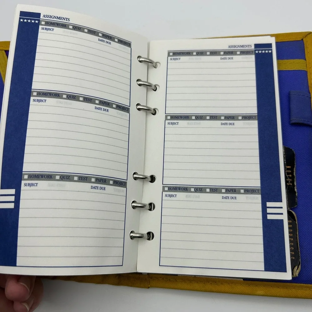Vintage 1992 Mead Nike 6 Ring Binder Organizer Purple Blue Yellow Canvas Planner